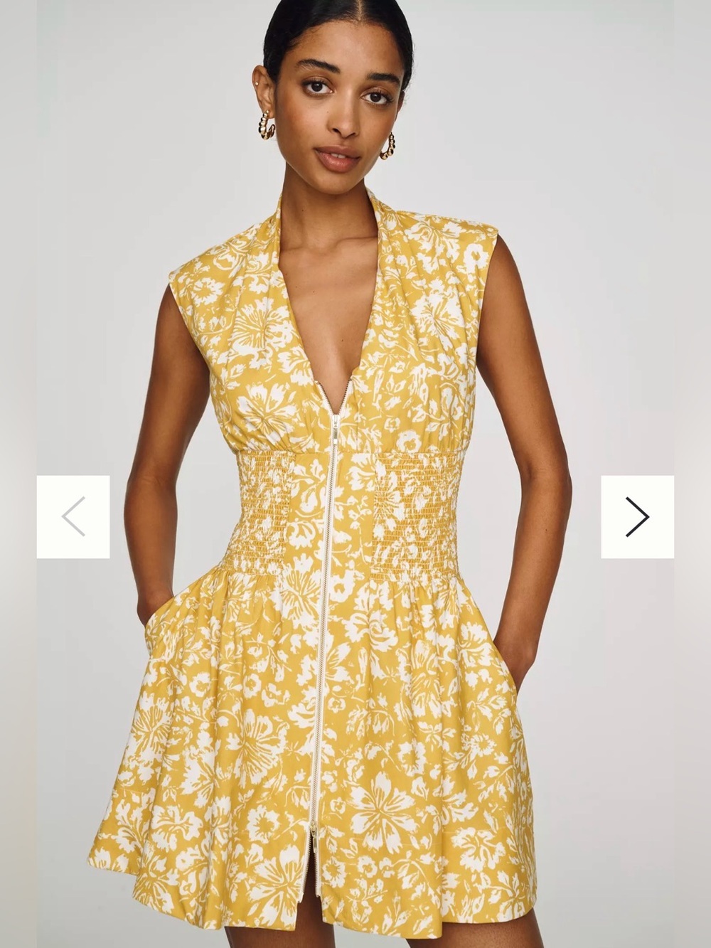 Anthropologie Tommie Mini Shirtdress Yellow Floral with Zipper NWT XL